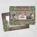 Cartes Pour Fêtes Annuelles 4 Photo Noël Vert, Bois rustique & Lumières<br><div class="desc">Envoyez des salutations joyeuses et partagez quatre de vos photos préférées avec une carte de vacances avec un collage photo élégant. Tout le texte sur ce modèle est simple à customiser pour inclure n'importe quel libellé, comme Joyeux Noël, Joyeux Fêtes, Joyeuses Fêtes, Bonne Année, Fêtes, etc. (CONSEIL EN MATIÈRE DE...</div>