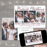 Cartes Pour Fêtes Annuelles 4 Photo Nouveaux mariés 1er Marié Noël Bourgogne<br><div class="desc">Envoyez des voeux de vacances joyeuses comme un nouveau Mr. & Mme ! Célébrez le mariage en tant que mariés et partagez quatre de vos photos mariages préférées avec un élégant collage photo personnalisé "Our First Married Christmas" carte de vacances. Tout le texte sur ce modèle est simple à personnaliser...</div>
