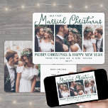 Cartes Pour Fêtes Annuelles 4 Photo Nouveaux mariés 1er Marié Noël Vert<br><div class="desc">Envoyez des voeux de vacances joyeuses comme un nouveau Mr. & Mme ! Célébrez le mariage en tant que mariés et partagez quatre de vos photos mariages préférées avec un élégant collage photo personnalisé "Our First Married Christmas" carte de vacances. Tout le texte sur ce modèle est simple à personnaliser...</div>