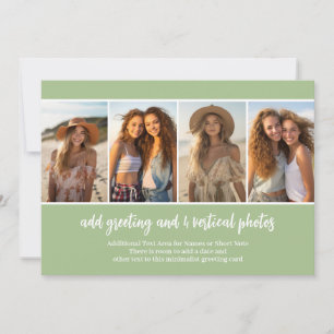 Cartes Pour Fêtes Annuelles 4 photos verticales et texte blanc sur vert sauge