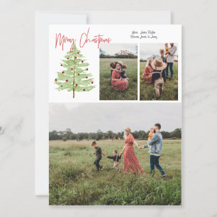 Cartes Pour Fêtes Annuelles 4 Photos Watercolor Christmas Card