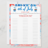 Cartes Pour Fêtes Annuelles 4th of July Indepence day BBQ Words game card (Devant)
