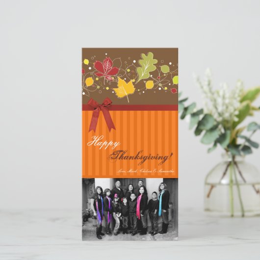 Cartes Pour Fêtes Annuelles 4x8 Autumn Tree Folio PHOTO Thanksgiving Card (Debout devant)