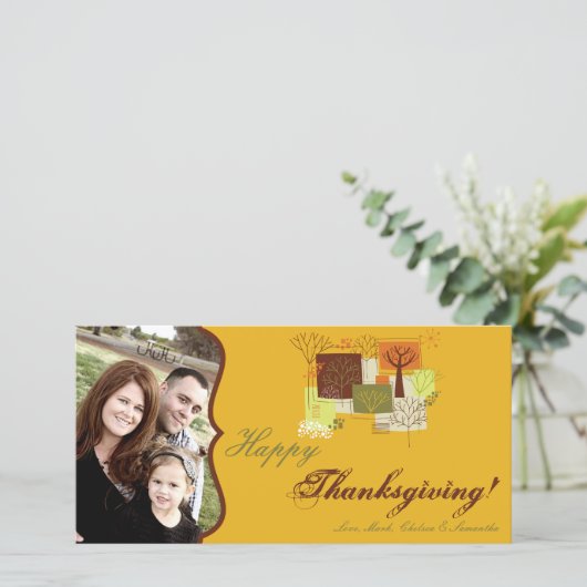 Cartes Pour Fêtes Annuelles 4x8 Autumn Tree Folio PHOTO Thanksgiving Card (Debout devant)
