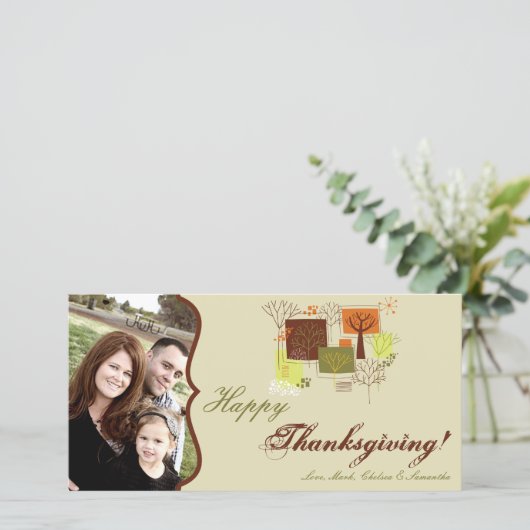 Cartes Pour Fêtes Annuelles 4x8 Autumn Tree Folio PHOTO Thanksgiving Card (Debout devant)