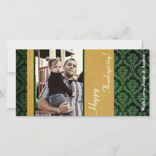 Cartes Pour Fêtes Annuelles 4x8 Green Foliing PHOTO Thanksgiving Card