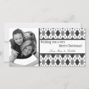 Cartes Pour Fêtes Annuelles 4x8 Jacquard noir blanc cadre photo de Noël