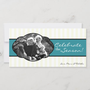 Cartes Pour Fêtes Annuelles 4x8 Turquoise image à trame rayée blanche