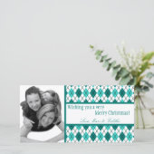 Cartes Pour Fêtes Annuelles 4x8 Turquoise Jacquard blanc cadre photo de Noël (Debout devant)