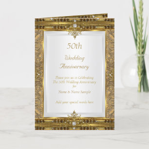 Cartes Pour Fêtes Annuelles 50e Anniversaire de Mariage Vintage Or Perle Blanc