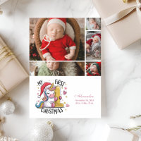 5 Photo 1st Baby Christmas Pink Gold Unicorn