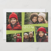 Cartes Pour Fêtes Annuelles 5 Photo Collage Rétro Joie et Paix Vert (Devant)