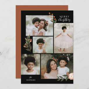 Cartes Pour Fêtes Annuelles 5 Photo Collage Terracotta Boho Noël Floral