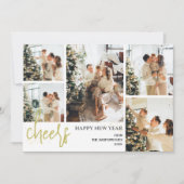 Cartes Pour Fêtes Annuelles 5 Photo Élégant Script Moderne Bonne année (Devant)