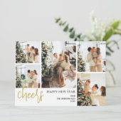 Cartes Pour Fêtes Annuelles 5 Photo Élégant Script Moderne Bonne année (Debout devant)