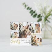 Cartes Pour Fêtes Annuelles 5 Photo Élégant Script Moderne Bonne année (Debout devant)