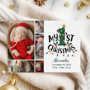 Cartes Pour Fêtes Annuelles 5 Photo Feux d'arbre de Noël Premier Noël