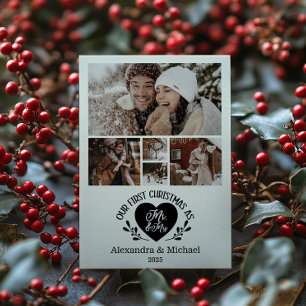 Cartes Pour Fêtes Annuelles 5 Photo Heart First Christmas en tant que Mr & Mrs