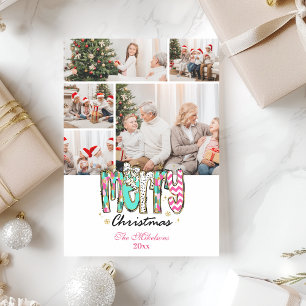 Cartes Pour Fêtes Annuelles 5 Photo Joyeux Noël Rétro Coloré