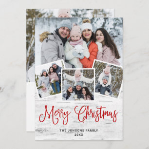 Cartes Pour Fêtes Annuelles 5 PHOTO Noël Rustic Birk Bark Salutation