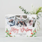 Cartes Pour Fêtes Annuelles 5 PHOTO Noël Rustic Birk Bark Salutation (Debout devant)