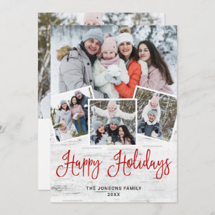 Cartes Pour Fêtes Annuelles 5 PHOTO Noël Rustic Birk Bark Salutation