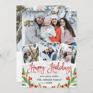 Cartes Pour Fêtes Annuelles 5 PHOTO Noël Rustic Birk Bark Salutation