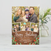 Cartes Pour Fêtes Annuelles 5 PHOTO Noël Rustique Brown Bois Salutation (Debout devant)