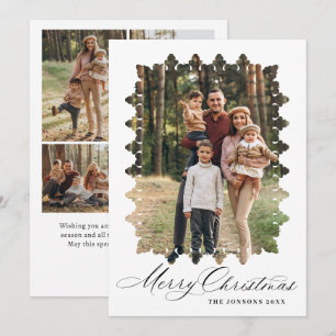 Cartes Pour Fêtes Annuelles 5 Photo Retro Noël Élégant Cadre en Dentelle Vinta