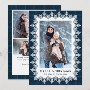 Cartes Pour Fêtes Annuelles 5 Photo Retro Noël Élégant Vintage Cadre en Dentel