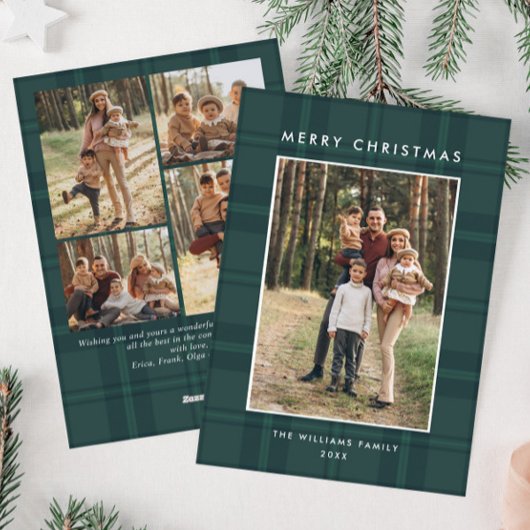 Cartes Pour Fêtes Annuelles 5 Photo Retro Noël Plaid Grey