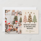 Cartes Pour Fêtes Annuelles 5 Photo Retro Winter Kisses & Snowflake Wishes (Devant)