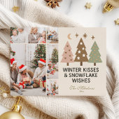 Cartes Pour Fêtes Annuelles 5 Photo Retro Winter Kisses & Snowflake Wishes