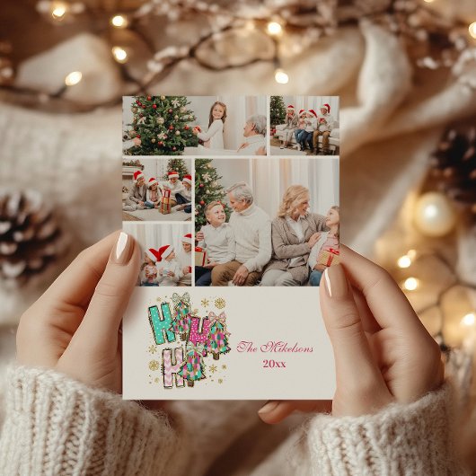 Cartes Pour Fêtes Annuelles 5 Photo Whimssical Ho Ho Famille de Noël
