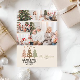 Cartes Pour Fêtes Annuelles 5 Photos Baisers Rétro d'Hiver et Vœux de Flocon d
