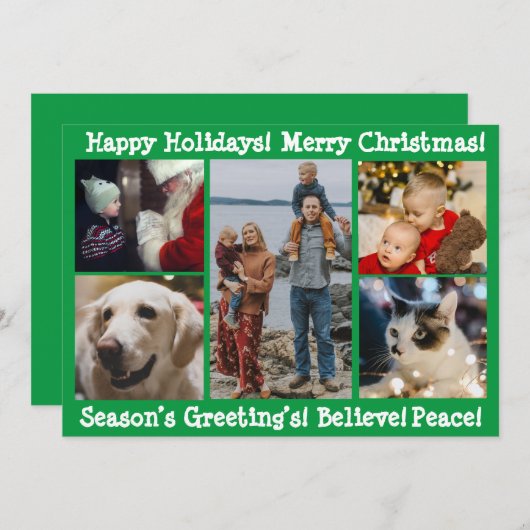 Cartes Pour Fêtes Annuelles 5 Photos Joyeux Noël Bonnes Fêtes Moderne (Devant / Derrière)