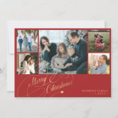 Cartes Pour Fêtes Annuelles 5 photos Joyeux Noël élégant collage de script (Devant)