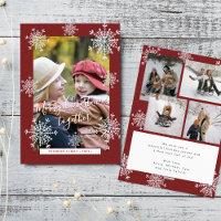 5 photos montage Joyeux Noël flocons de neige roug