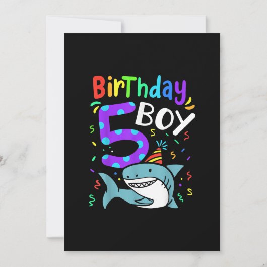 Cartes Pour Fêtes Annuelles 5e anniversaire Cadeau de requin de 5 ans (Devant)