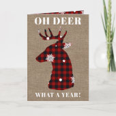 Cartes Pour Fêtes Annuelles 5x7 Funny Oh Deer Buffalo Plaid Burlap Noël (Devant)