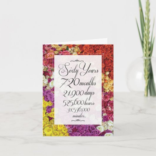 Cartes Pour Fêtes Annuelles 60e anniversaire Salutation - Année Nombre d'heure (Devant)