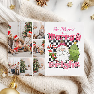 Cartes Pour Fêtes Annuelles 6 À damiers photo Joyeux et Joyeux Noël