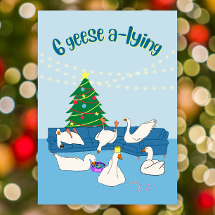 Cartes Pour Fêtes Annuelles 6 oies a-lie drôles caricatures oiseaux Noël