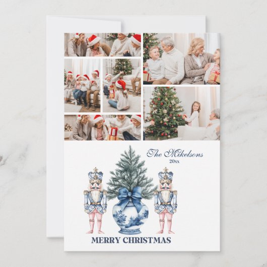 Cartes Pour Fêtes Annuelles 6 Photo Blue Chinoiserie Nutcracker Christmas (Devant)