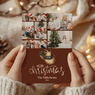 Cartes Pour Fêtes Annuelles 6 Photo Chapeau de Cowboy de Noël Occidental