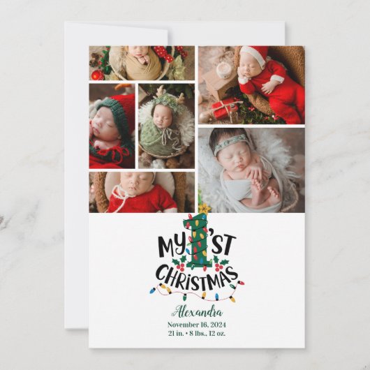 Cartes Pour Fêtes Annuelles 6 Photo Christmas Tree Lights First Christmas (Devant)