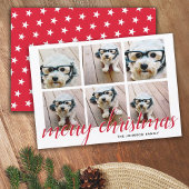 Cartes Pour Fêtes Annuelles 6 Photo Collage Joyeux Noël Script Red Stars