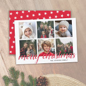 Cartes Pour Fêtes Annuelles 6 Photo Collage Joyeux Noël Script Red Stars