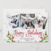 Cartes Pour Fêtes Annuelles 6 PHOTO Noël Rustic Birch Bark Salutation (Devant)