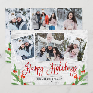 Cartes Pour Fêtes Annuelles 6 PHOTO Noël Rustic Birch Bark Salutation